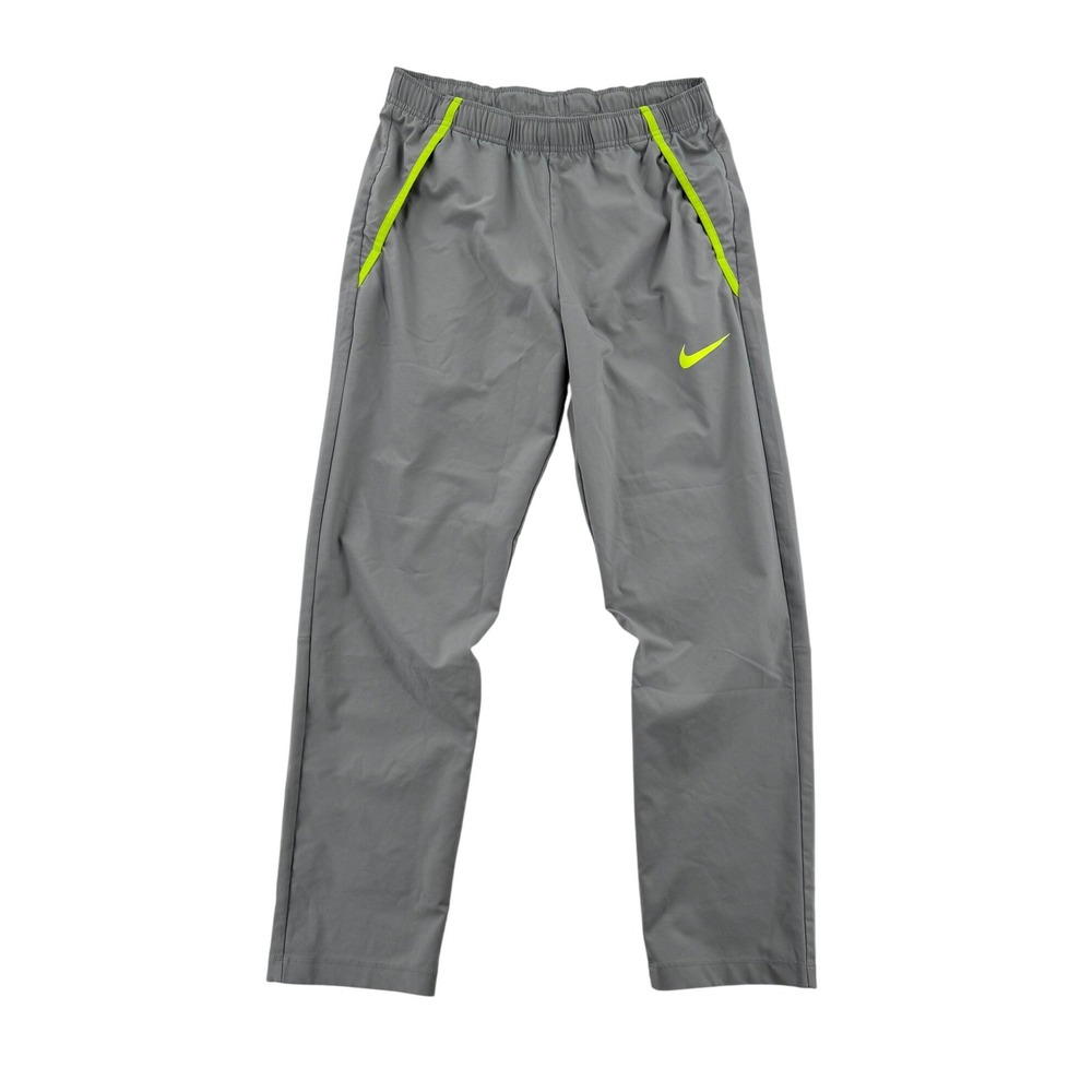 Nike Training Pants Mens Medium Grey Fair Dri-FIT Neon Yellow Athletic Pockets
